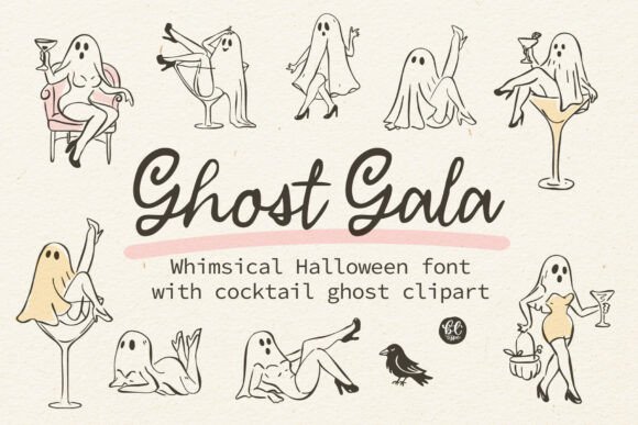 Ghost Gala: A Whimsical Halloween Font and Clipart Set