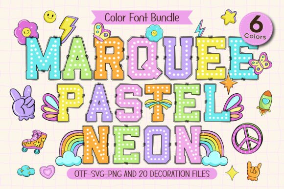Marquee Pastel Neon: Vibrant Color Font for Kids