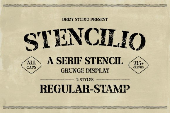 Stencilio: A Serif Stencil Grunge Font with Authentic Stamp Appeal